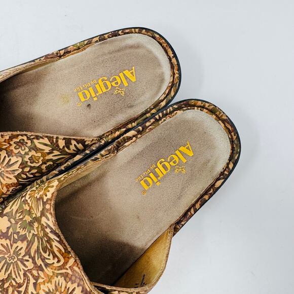 Alegria Vivica Floral Slide Sandals Brown Open Toe Comfort Shoes Clogs Size 41 - Picture 3 of 11